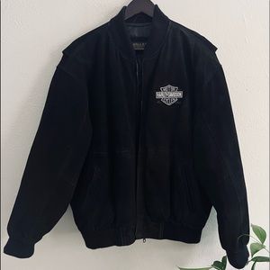 Suede Leather Harley Davidson Bomber Jacket
